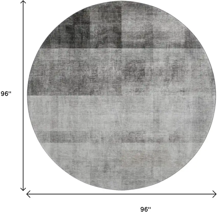 8' Gray And Ivory Abstract Washable Round Rug With UV Protection Photo 9