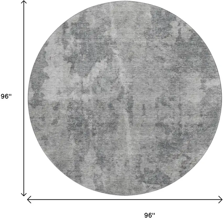 8' Gray And Ivory Abstract Washable Round Rug With UV Protection Photo 9
