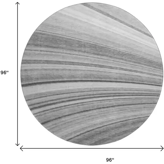 8' Gray And Ivory Abstract Washable Round Rug With UV Protection Photo 3