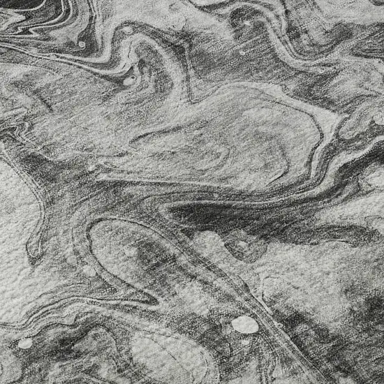 8' Gray And Ivory Abstract Washable Round Rug With UV Protection Photo 9