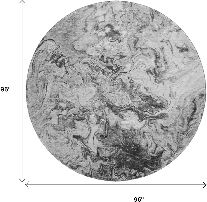 8' Gray And Ivory Abstract Washable Round Rug With UV Protection Photo 3