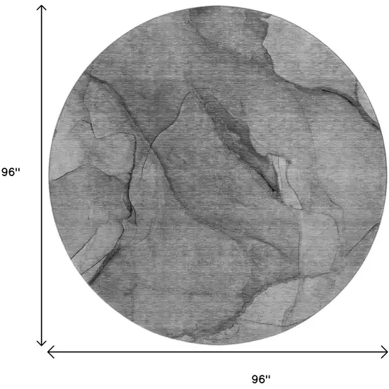 8' Gray And Ivory Abstract Washable Round Rug With UV Protection Photo 3