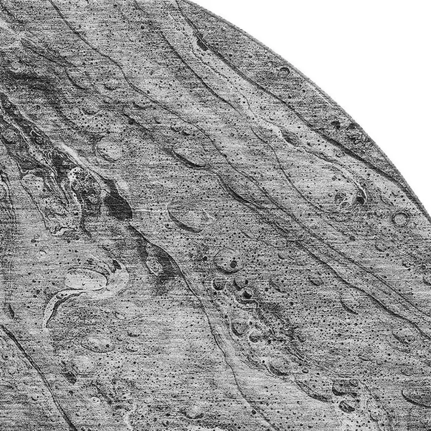 8' Gray And Ivory Abstract Washable Round Rug With UV Protection Photo 3