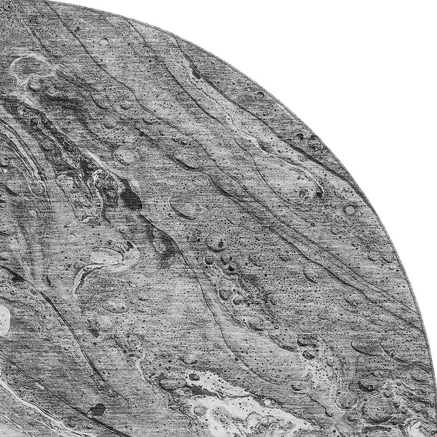 8' Gray And Ivory Abstract Washable Round Rug With UV Protection Photo 4