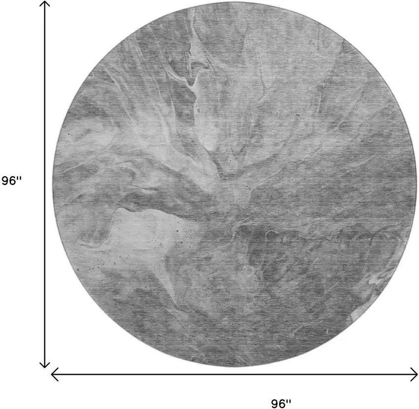 8' Gray And Ivory Abstract Washable Round Rug With UV Protection Photo 3
