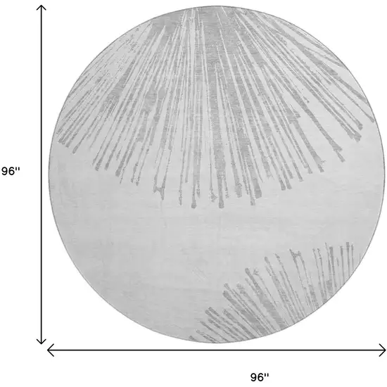 8' Gray And Ivory Abstract Washable Round Rug With UV Protection Photo 3