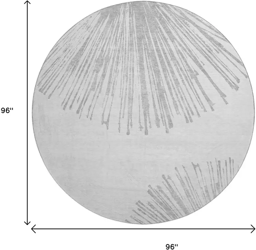 8' Gray And Ivory Abstract Washable Round Rug With UV Protection Photo 3