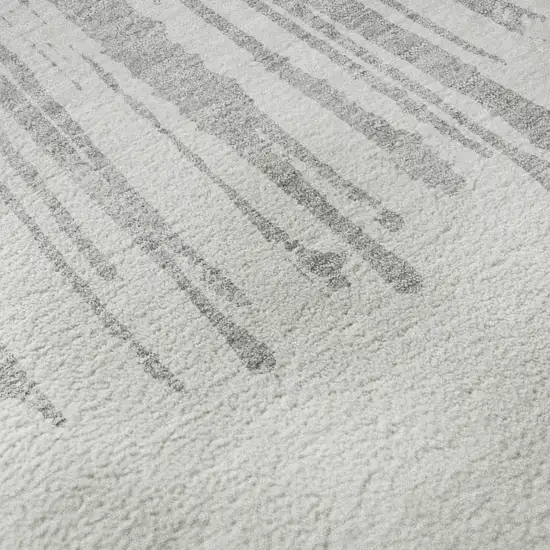 8' Gray And Ivory Abstract Washable Round Rug With UV Protection Photo 9