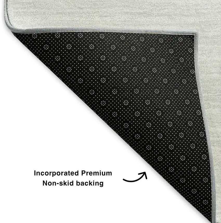 8' Gray And Ivory Abstract Washable Round Rug With UV Protection Photo 6