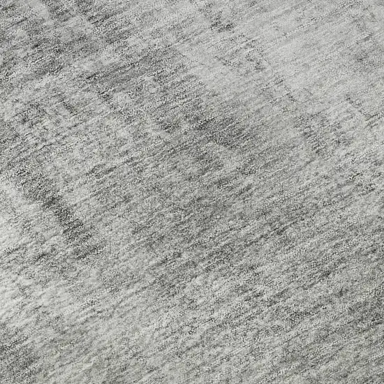 8' Gray And Ivory Abstract Washable Round Rug With UV Protection Photo 9