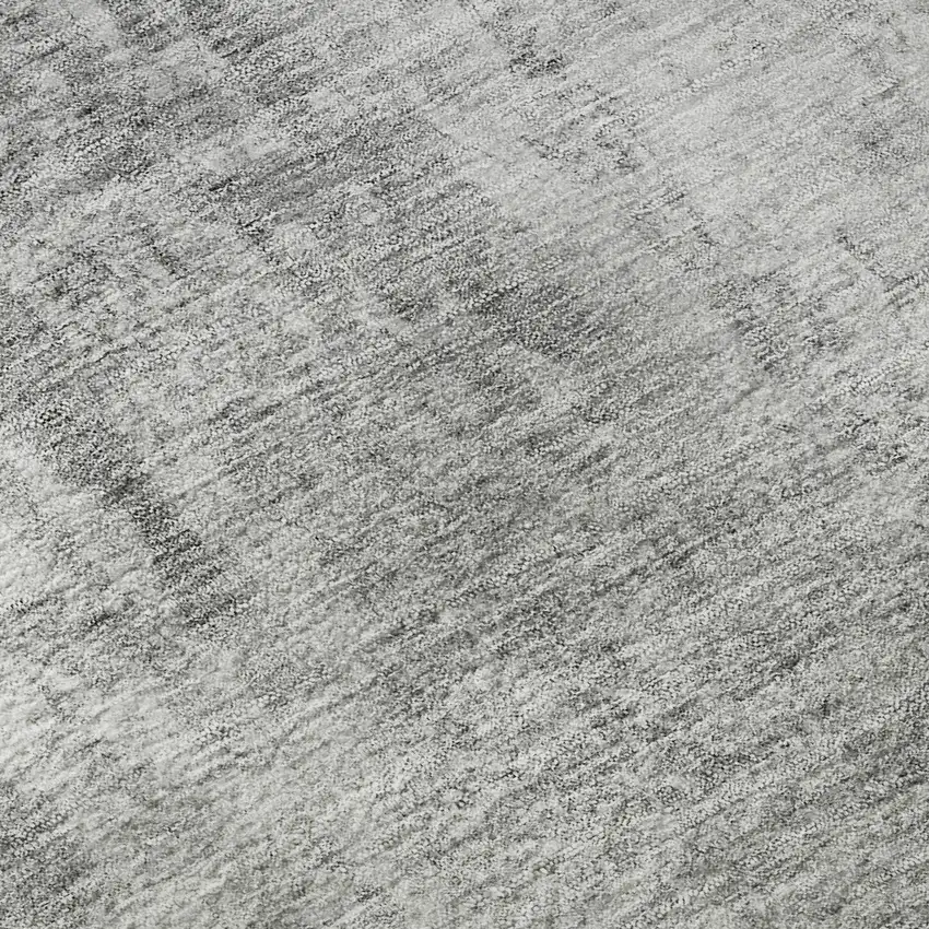 8' Gray And Ivory Abstract Washable Round Rug With UV Protection Photo 9