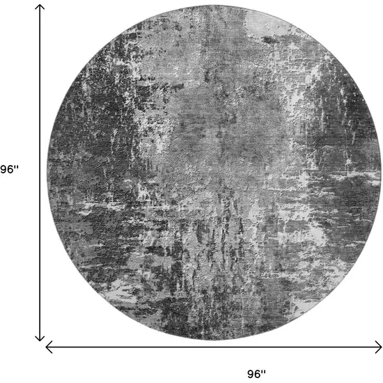 8' Gray And Ivory Abstract Washable Round Rug With UV Protection Photo 6