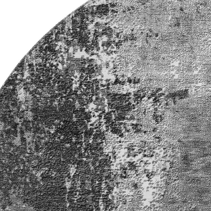 8' Gray And Ivory Abstract Washable Round Rug With UV Protection Photo 4