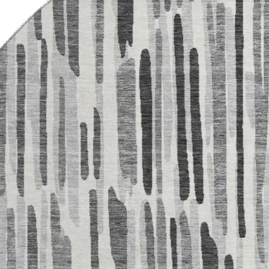 8' Gray And Ivory Abstract Washable Round Rug With UV Protection Photo 3