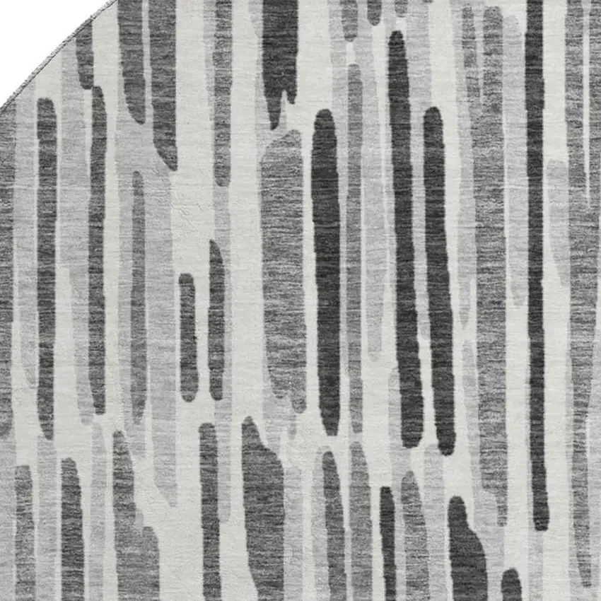 8' Gray And Ivory Abstract Washable Round Rug With UV Protection Photo 3