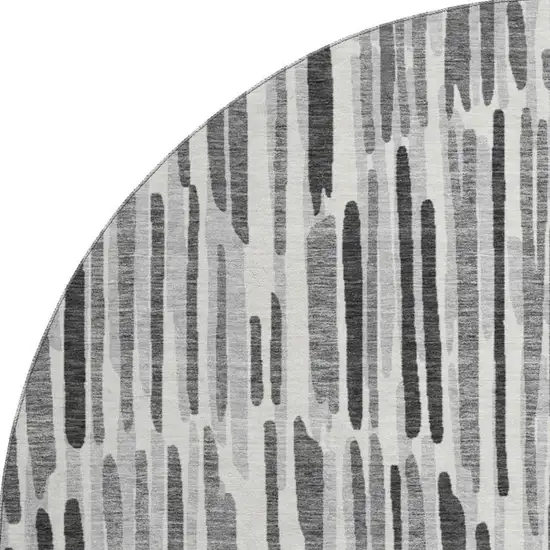 8' Gray And Ivory Abstract Washable Round Rug With UV Protection Photo 4