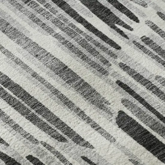 8' Gray And Ivory Abstract Washable Round Rug With UV Protection Photo 9