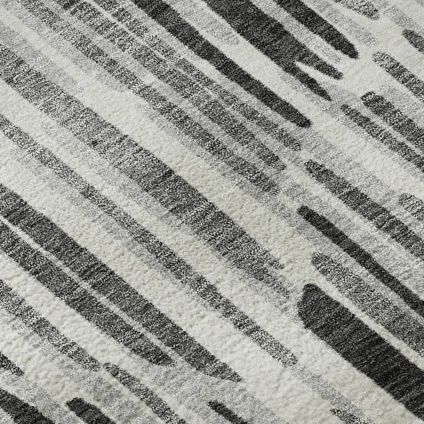 8' Gray And Ivory Abstract Washable Round Rug With UV Protection Photo 9