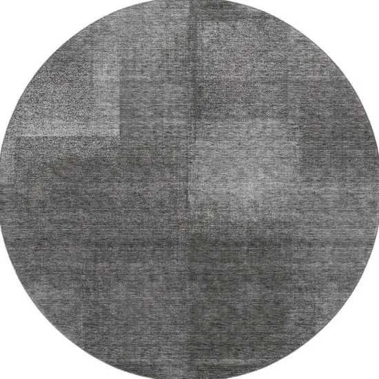 8' Gray And Ivory Abstract Washable Round Rug With UV Protection Photo 3