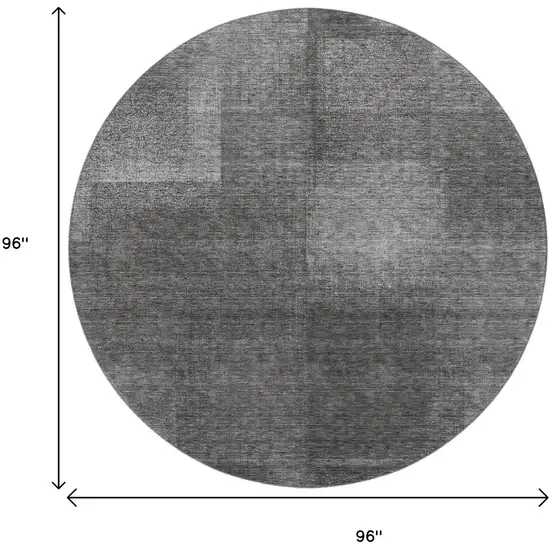 8' Gray And Ivory Abstract Washable Round Rug With UV Protection Photo 3