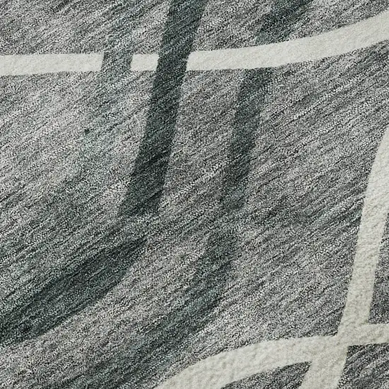 8' Gray And Ivory Abstract Washable Round Rug With UV Protection Photo 8