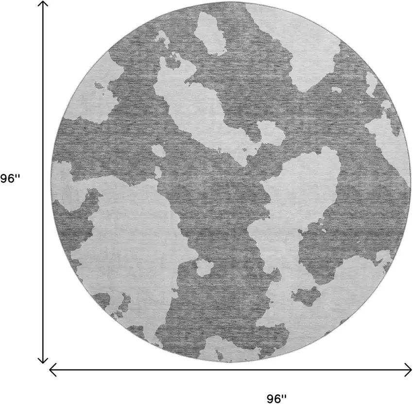 8' Gray And Ivory Abstract Washable Round Rug With UV Protection Photo 9