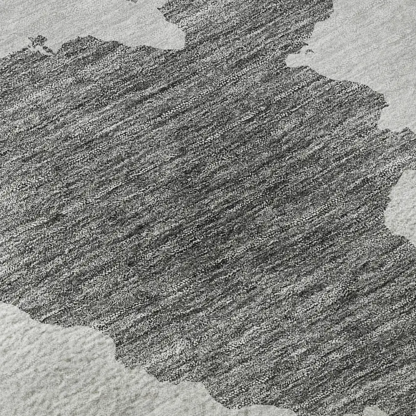 8' Gray And Ivory Abstract Washable Round Rug With UV Protection Photo 8