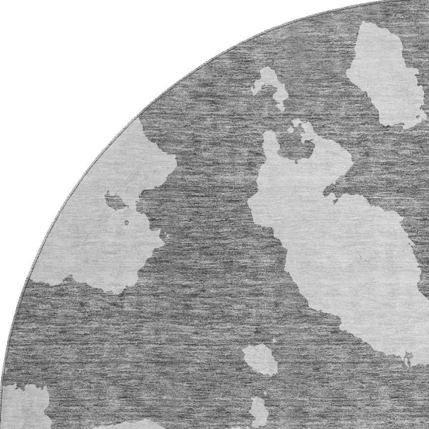 8' Gray And Ivory Abstract Washable Round Rug With UV Protection Photo 2