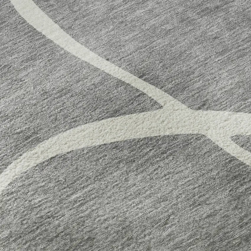 8' Gray And Ivory Abstract Washable Round Rug With UV Protection Photo 8