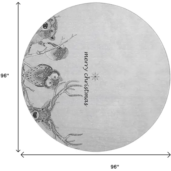 8' Gray And Ivory Animal Print Washable Round Rug With UV Protection Photo 3