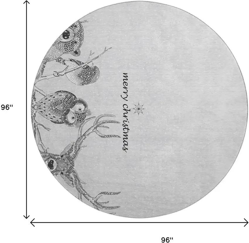 8' Gray And Ivory Animal Print Washable Round Rug With UV Protection Photo 3