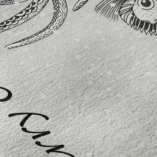 8' Gray And Ivory Animal Print Washable Round Rug With UV Protection Photo 9