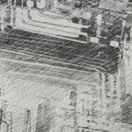 8' Gray And Ivory Chevron Washable Round Rug With UV Protection Photo 9