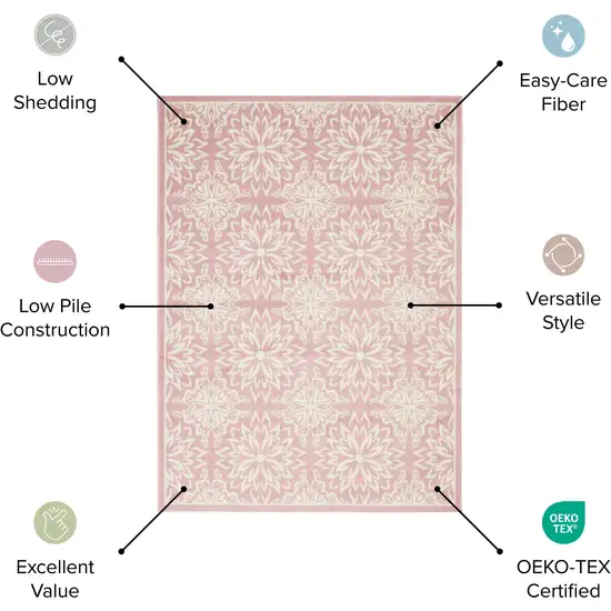 6' Gray And Ivory Floral Runner Rug Photo 4