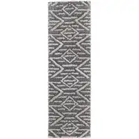 Photo of 8' Gray And Ivory Geometric Power Loom Stain Resistant Runner Rug