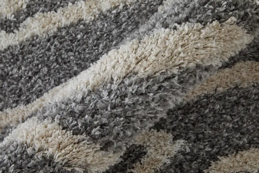 8' Gray And Ivory Geometric Power Loom Stain Resistant Runner Rug Photo 4