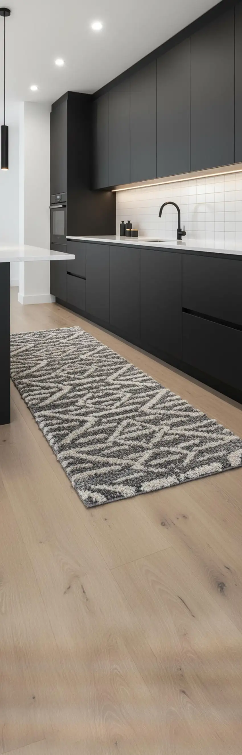 8' Gray And Ivory Geometric Power Loom Stain Resistant Runner Rug Photo 1