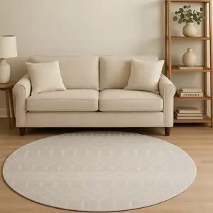 Photo of 8' Gray And Ivory Geometric Round Rug