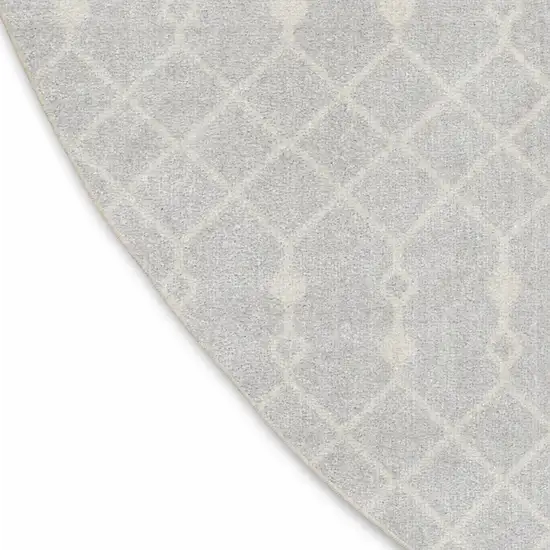 8' Gray And Ivory Geometric Round Rug Photo 9