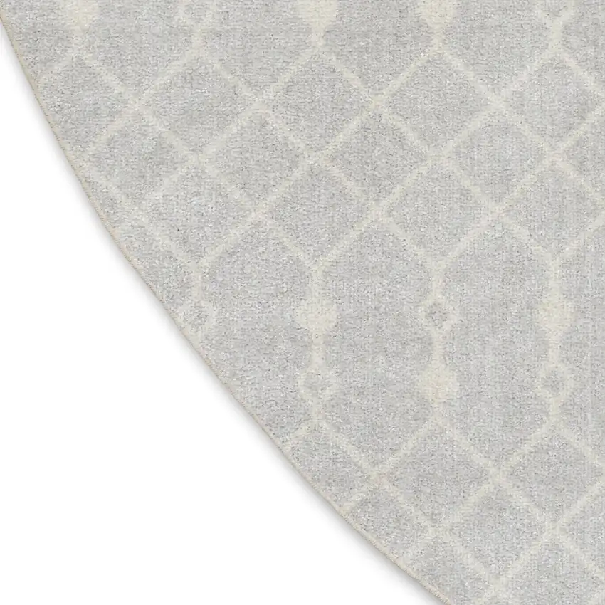 8' Gray And Ivory Geometric Round Rug Photo 9