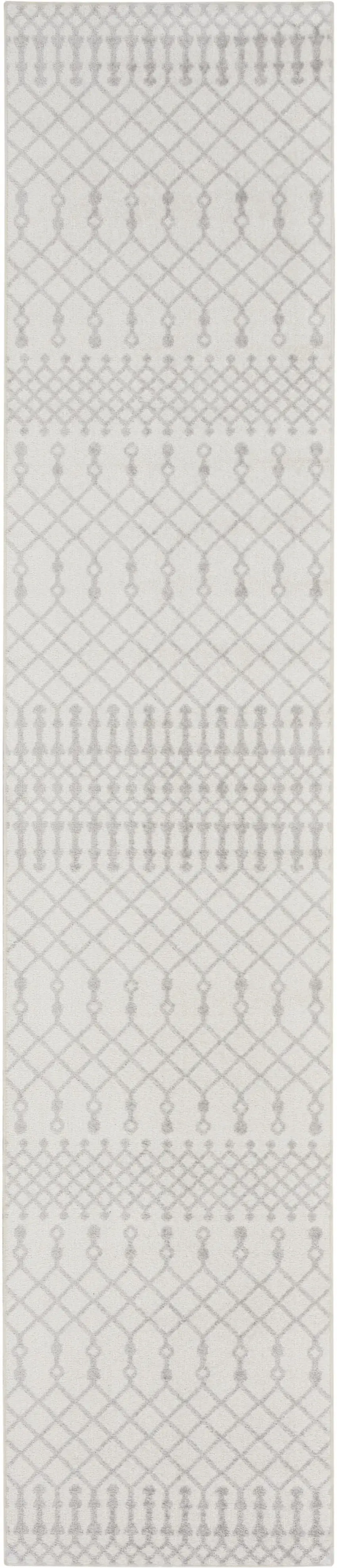 6' Gray And Ivory Geometric Runner Rug Photo 7