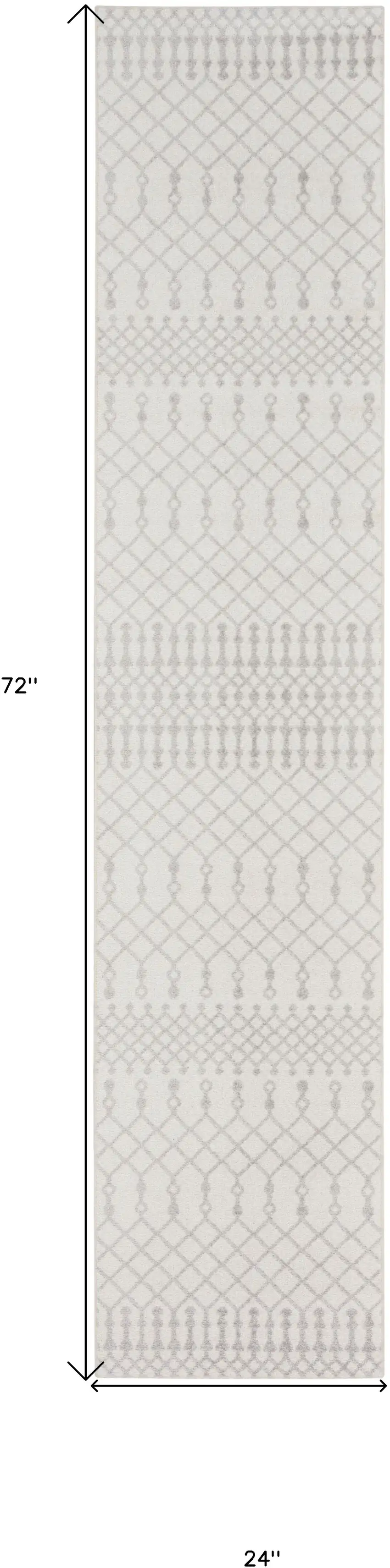 6' Gray And Ivory Geometric Runner Rug Photo 3