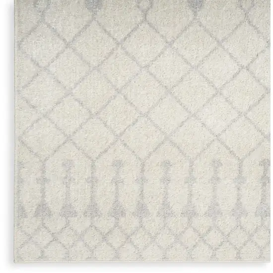 6' Gray And Ivory Geometric Runner Rug Photo 8