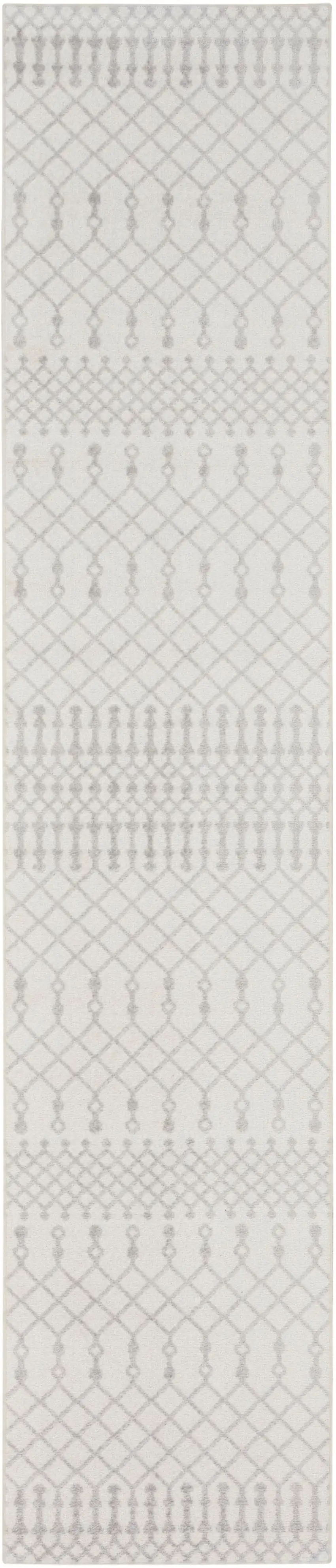 6' Gray And Ivory Geometric Runner Rug Photo 9