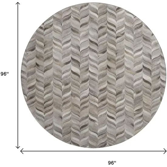 8' Gray And Ivory Geometric Washable Round Rug With UV Protection Photo 3