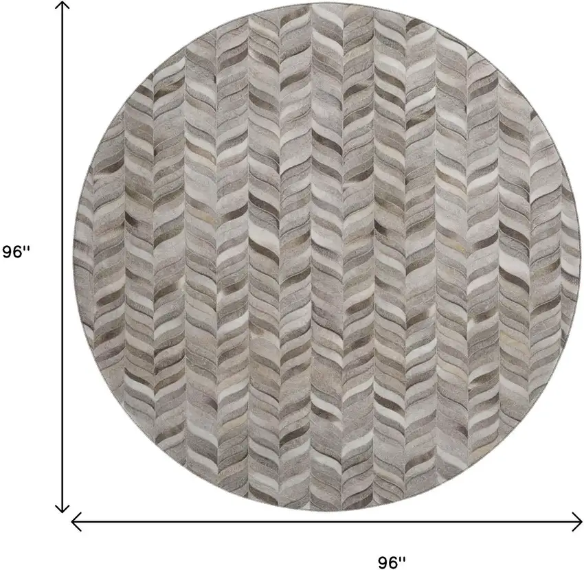 8' Gray And Ivory Geometric Washable Round Rug With UV Protection Photo 3