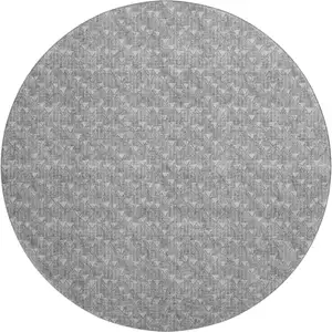 Photo of 8' Gray And Ivory Geometric Washable Round Rug With UV Protection
