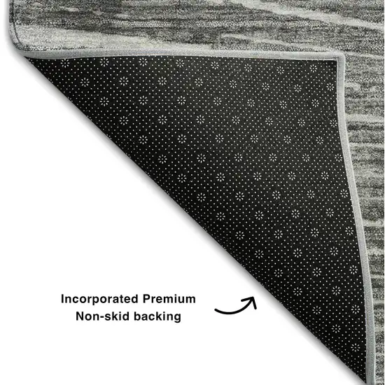 8' Gray And Ivory Geometric Washable Round Rug With UV Protection Photo 6