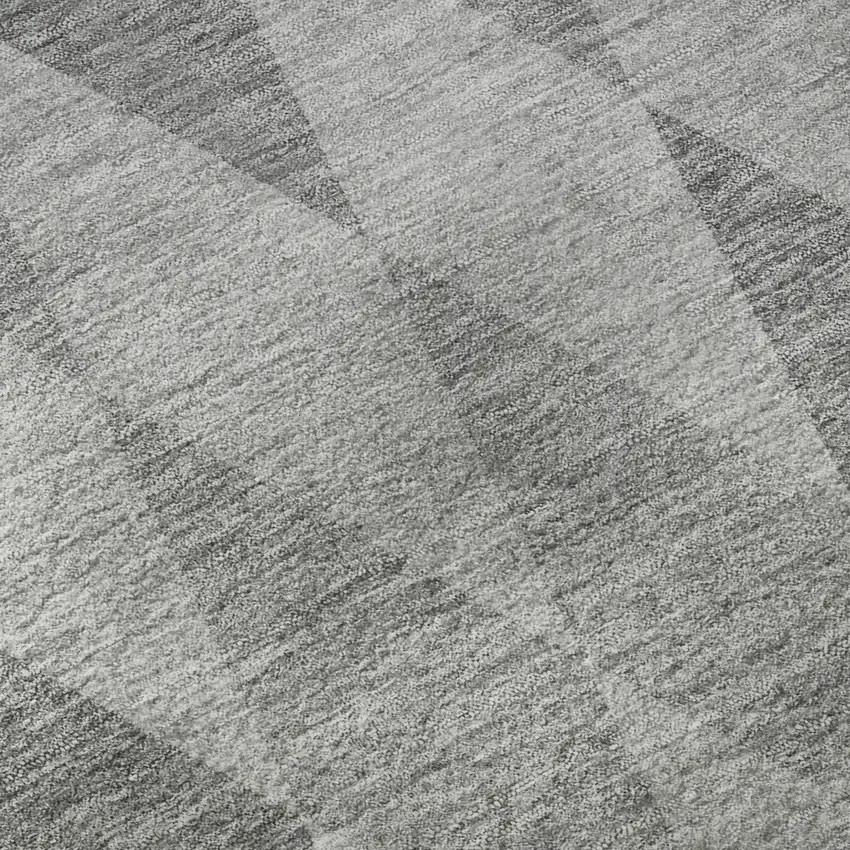 8' Gray And Ivory Geometric Washable Round Rug With UV Protection Photo 8