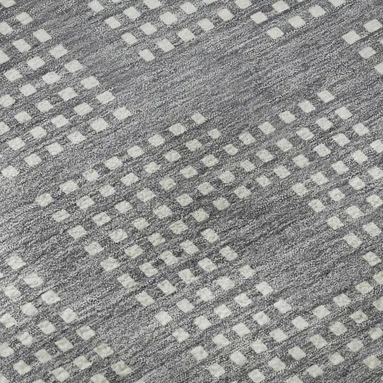 8' Gray And Ivory Geometric Washable Round Rug With UV Protection Photo 9